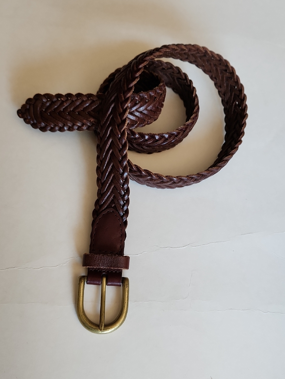 Braided Brown Genuine Leather Belt